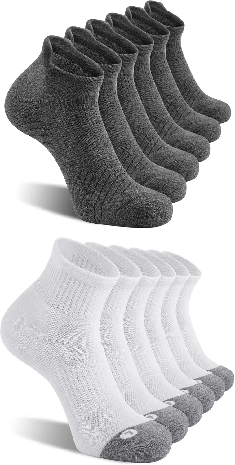 FITRELL 12 Pack Men's Athletic Running Ankle Socks and Low Cut Tab Sport Socks for Men