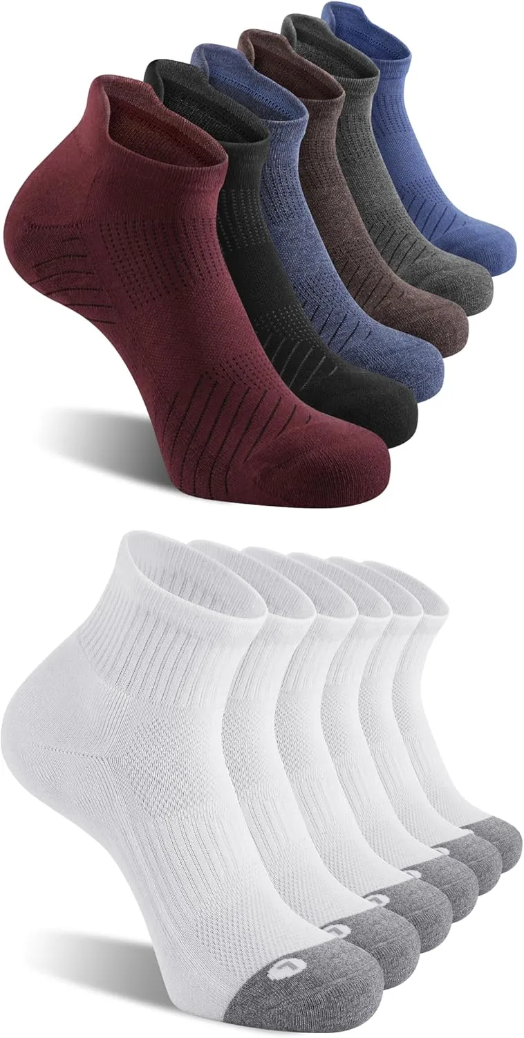 FITRELL 12 Pack Men's Athletic Running Ankle Socks and Low Cut Tab Sport Socks for Men