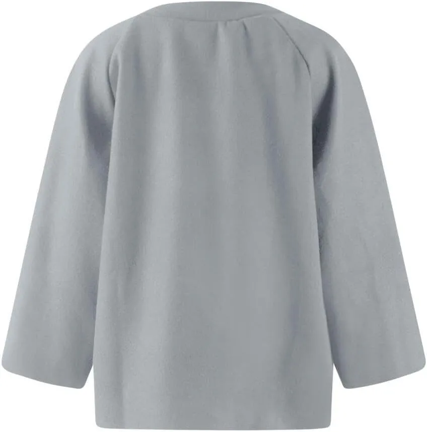 FMCHICO Women Cropped Wool Blend Pea Coat Short Jacket Peacoat Long Sleeve Button Down Crop Jacket