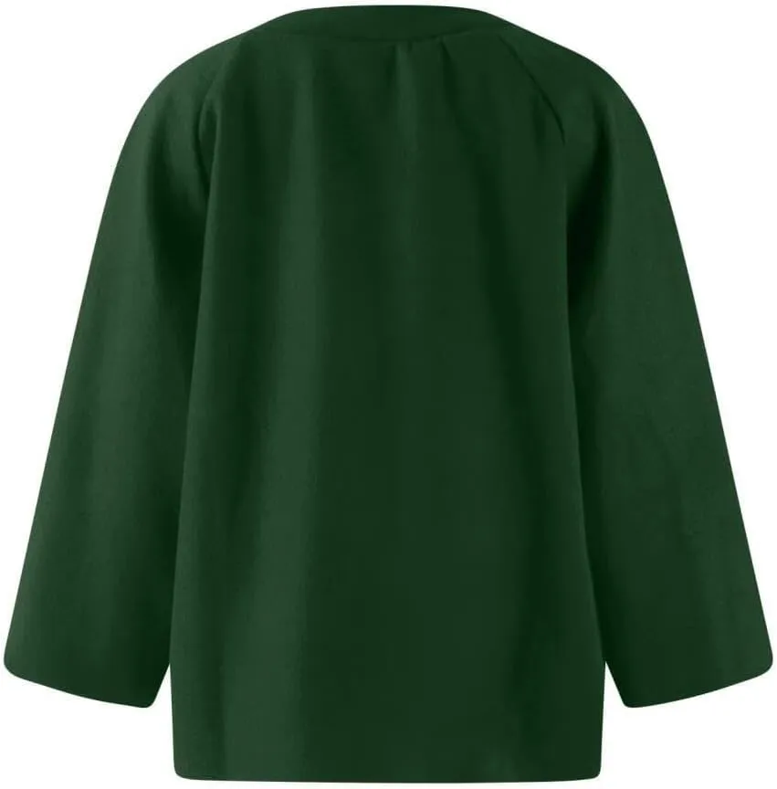 FMCHICO Women Cropped Wool Blend Pea Coat Short Jacket Peacoat Long Sleeve Button Down Crop Jacket