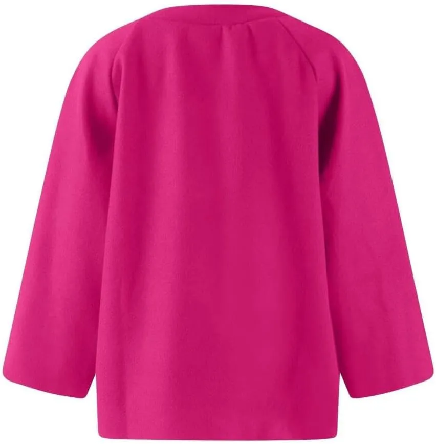 FMCHICO Women Cropped Wool Blend Pea Coat Short Jacket Peacoat Long Sleeve Button Down Crop Jacket
