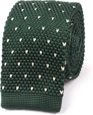 Forest Green & White Pattern Knitted Tie - Mens Wedding Tie - Formal and Casual Occasions