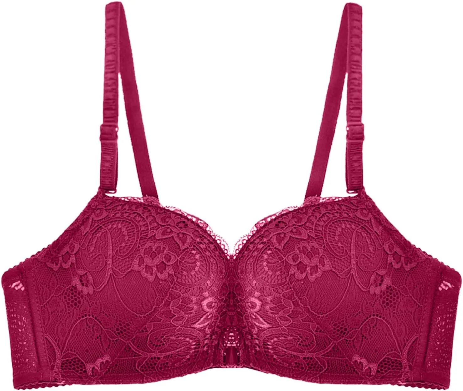 Front Close Lace Bra for Women, Push Up Wirefree Bra Sexy Lace Bra with Deep V Neck Seamless Comfort Brassiere