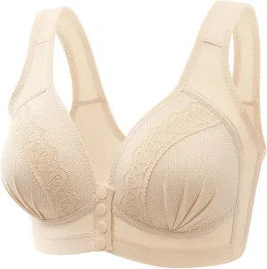 Front Closure Bras for Older Women Sexy Lace Button Bras Seamless Comfortable Push Up Plus Size Breathable Bralettes