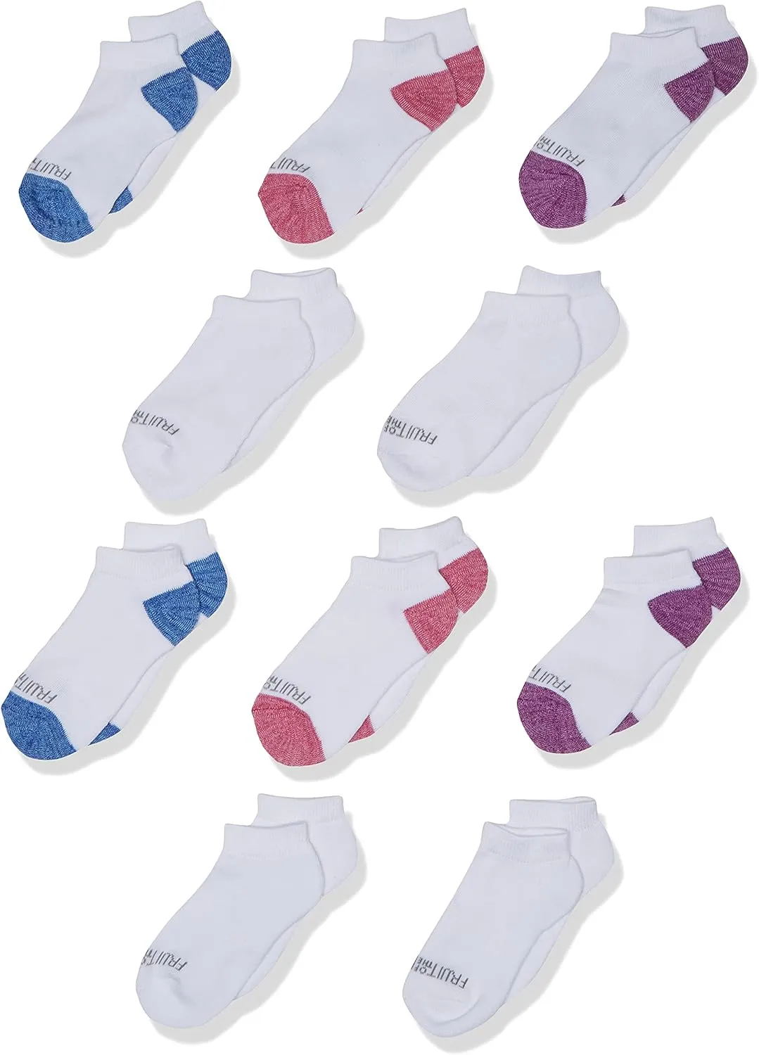 Fruit of the Loom Girls' Little Everyday Essential Cushion Low Cut Socks (10 Pack)