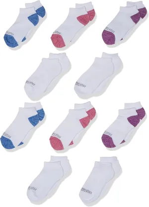 Fruit of the Loom Girls' Little Everyday Essential Cushion Low Cut Socks (10 Pack)