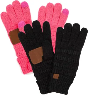 Funky Junque Winter Gloves Women Cold Weather Touch Screen Knit Matching Lined Warm Fleece Lined Touchscreen Texting