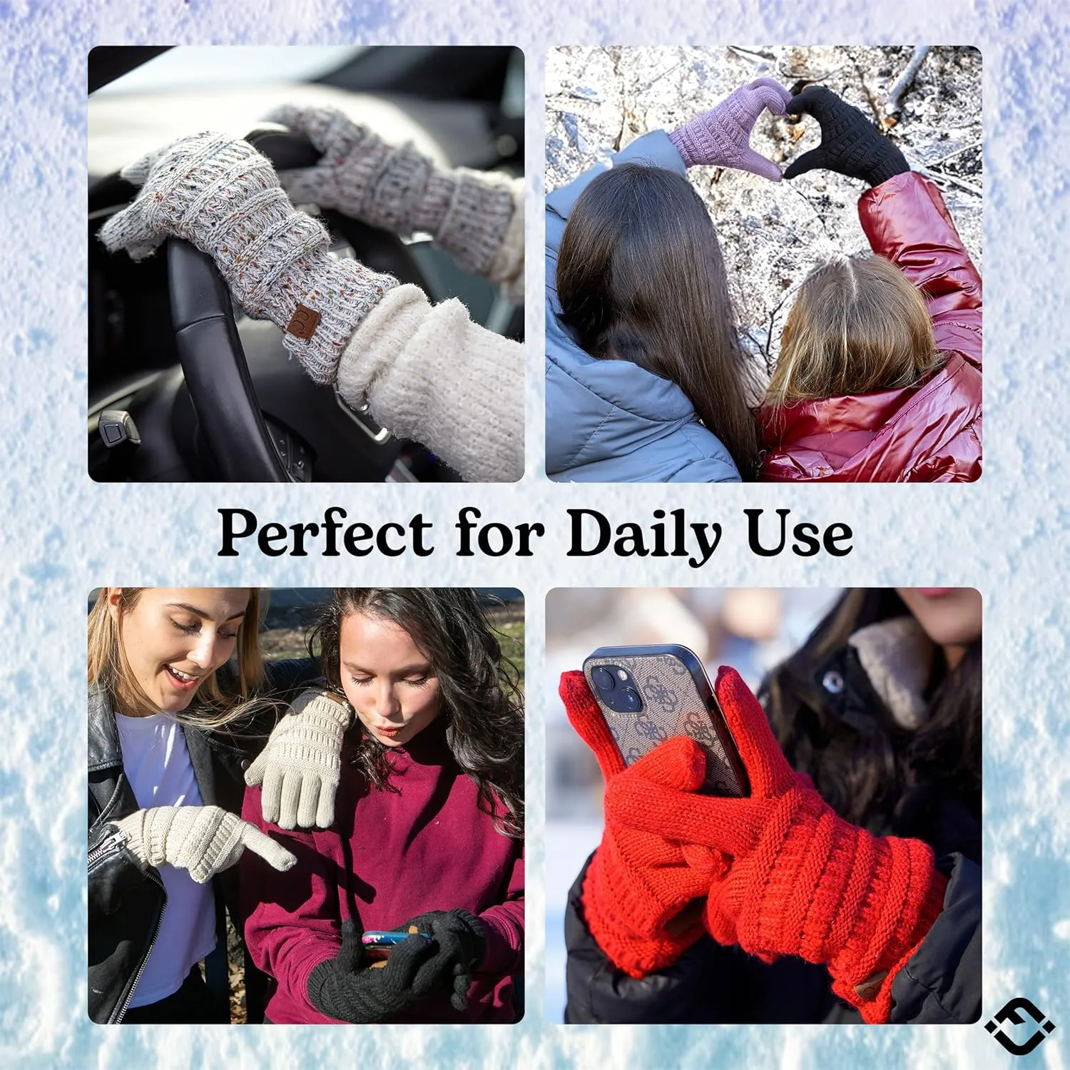 Funky Junque Winter Gloves Women Cold Weather Touch Screen Knit Matching Lined Warm Fleece Lined Touchscreen Texting