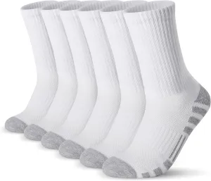 Generic Men’s and Women's Athletic Running Socks 6 Pairs, 10-13, White