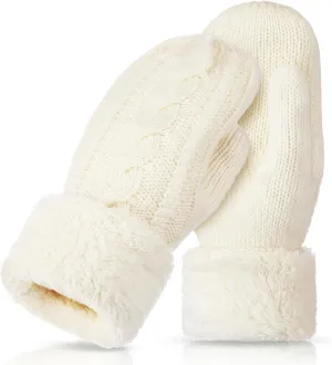Geyoga Winter Warm Mittens for Women Cozy Thick Knitted Gloves Soft Lining Cold Weather Accessories Gifts