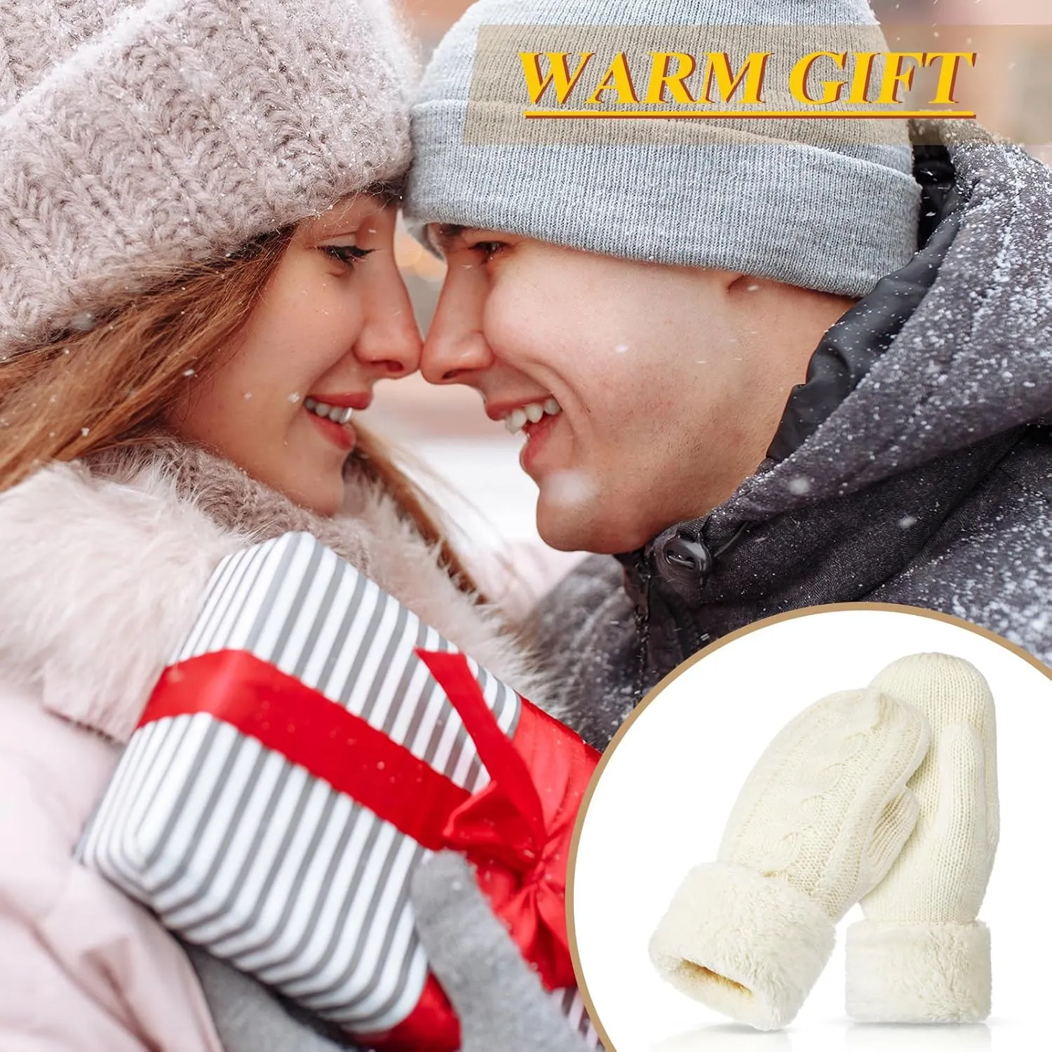 Geyoga Winter Warm Mittens for Women Cozy Thick Knitted Gloves Soft Lining Cold Weather Accessories Gifts