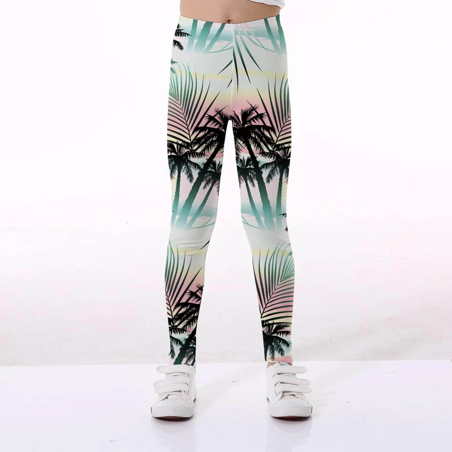 Girls' Printed Leggings Toddlers Active Stretch Leggings Little Kids Yoga Pants Performance Sports Tights