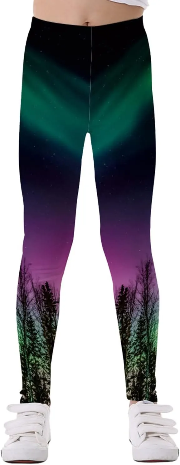 Girls' Printed Leggings Toddlers Active Stretch Leggings Little Kids Yoga Pants Performance Sports Tights