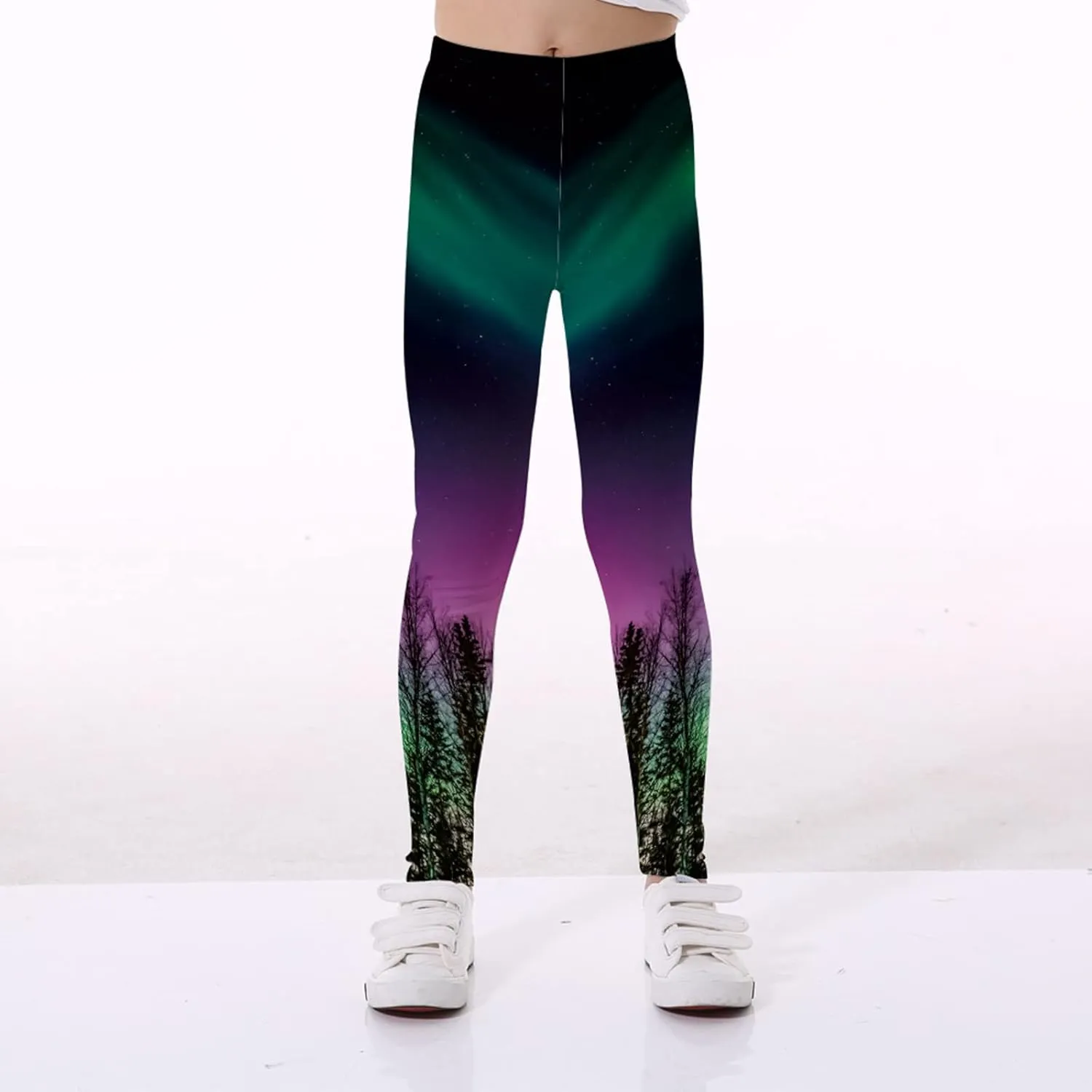 Girls' Printed Leggings Toddlers Active Stretch Leggings Little Kids Yoga Pants Performance Sports Tights