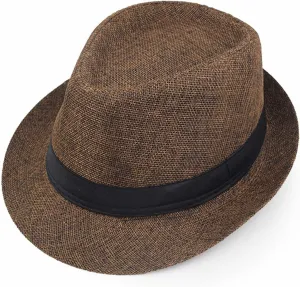 Giroir Fedora Hats for Men Women Short Brim Unisex Summer Beach Style 1920s Party Accessories