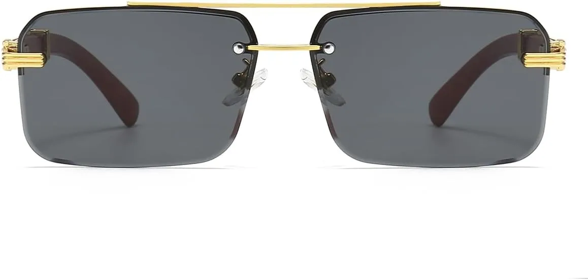 Gleyemor Mens Sunglasses Fashion Rimless Rectangle Sunglasses Square Frameless Sunglasses for Men