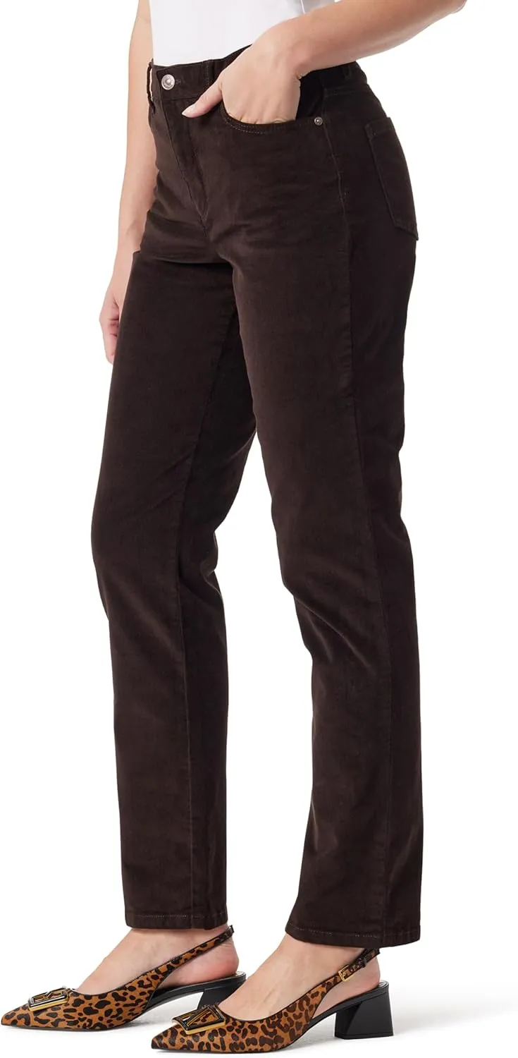 Gloria Vanderbilt Women's Amanda Corduroy High Rise Straight Leg Pant Standard
