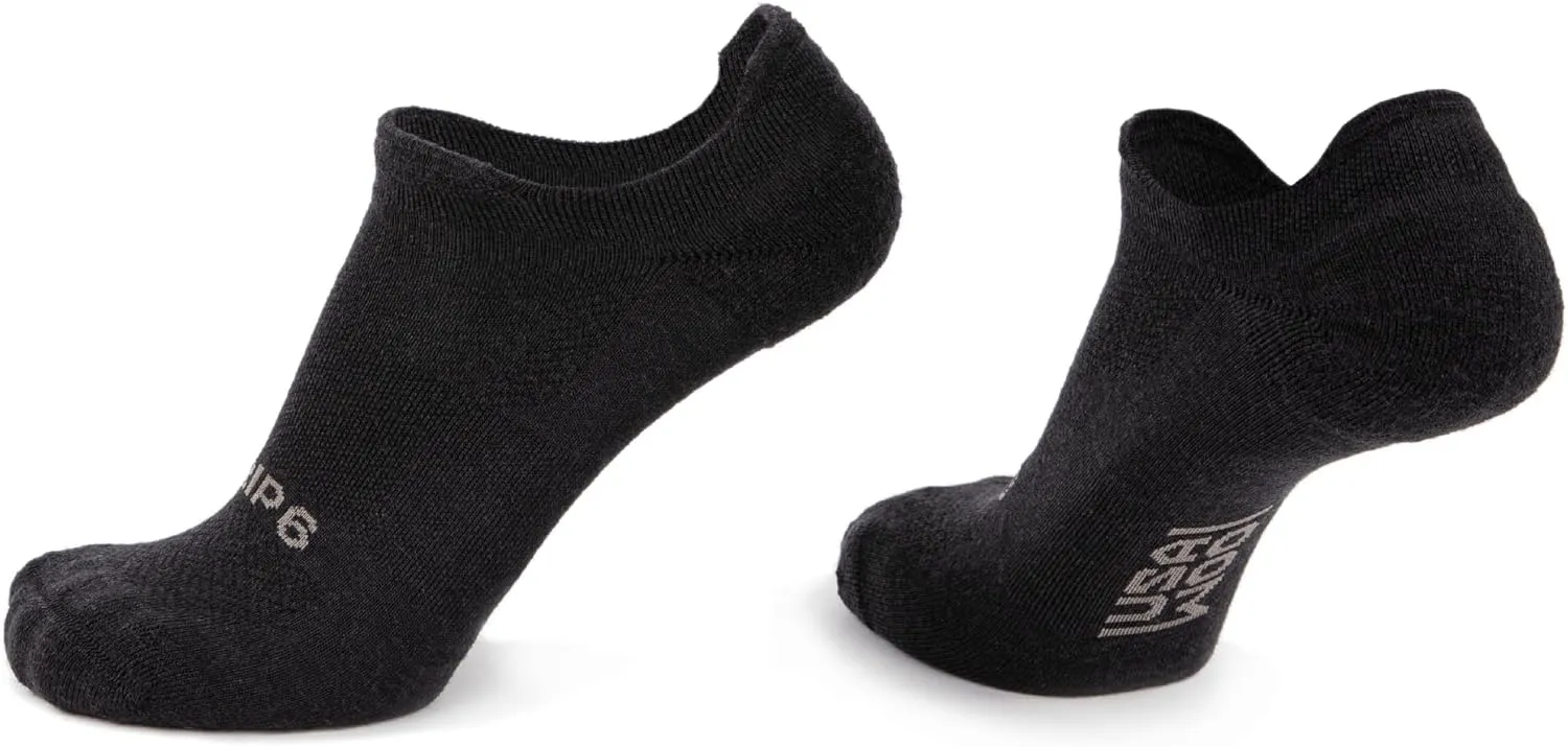 GRIP6 Wool No Show Socks -Merino Wool Socks Made in the USA- Lightweight Wool Hiking Socks -Warm Ankle Socks for Men & Women