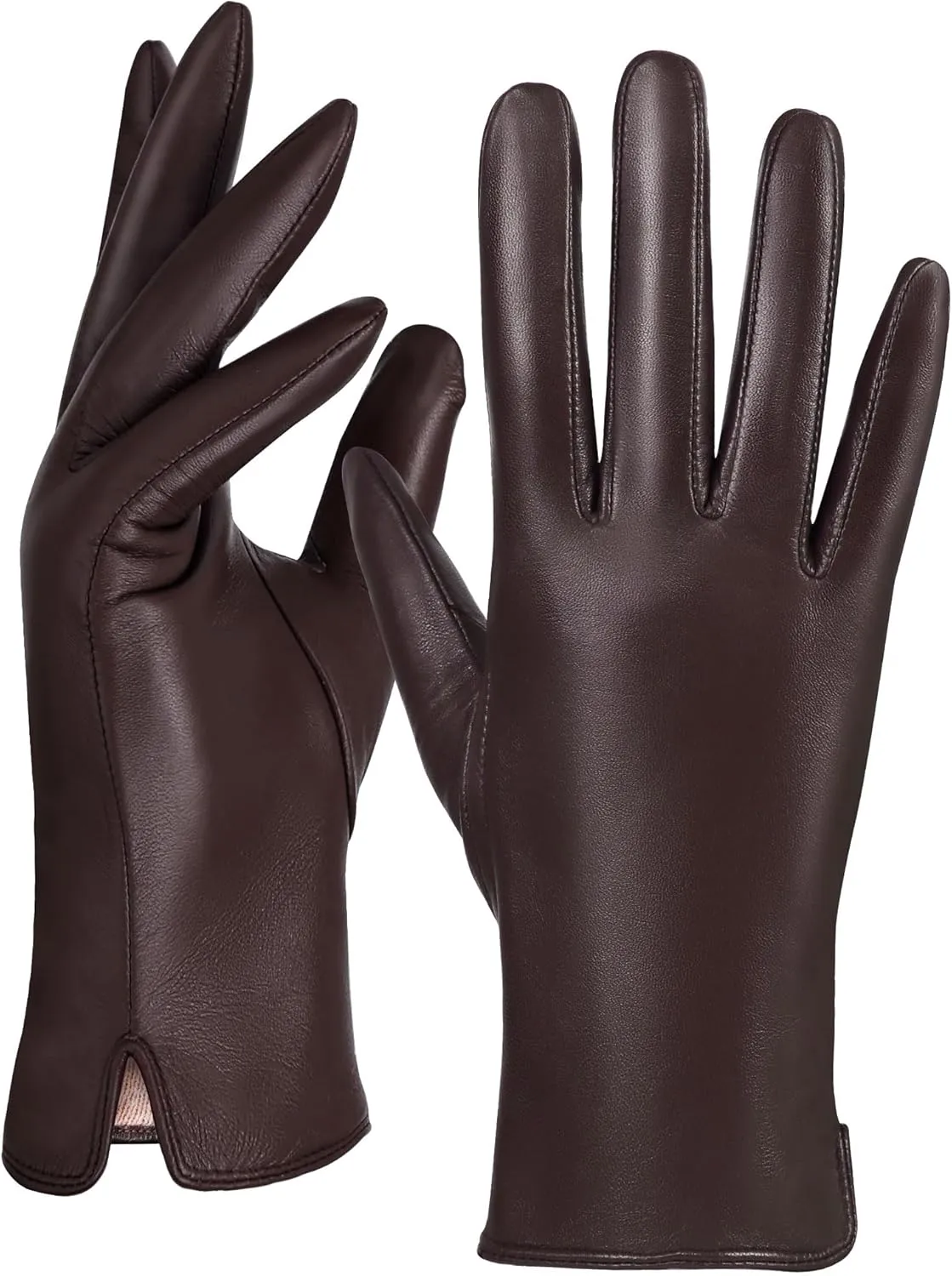 GSG Chrome-free Leather Gloves for Women, Touch Screen Sheepskin Winter Warm Driving Dress Gloves Wool Lined for cold weather