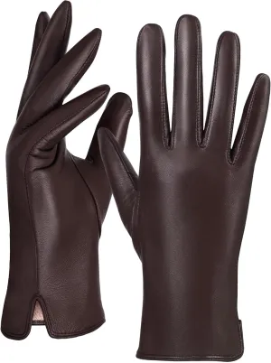 GSG Chrome-free Leather Gloves for Women, Touch Screen Sheepskin Winter Warm Driving Dress Gloves Wool Lined for cold weather