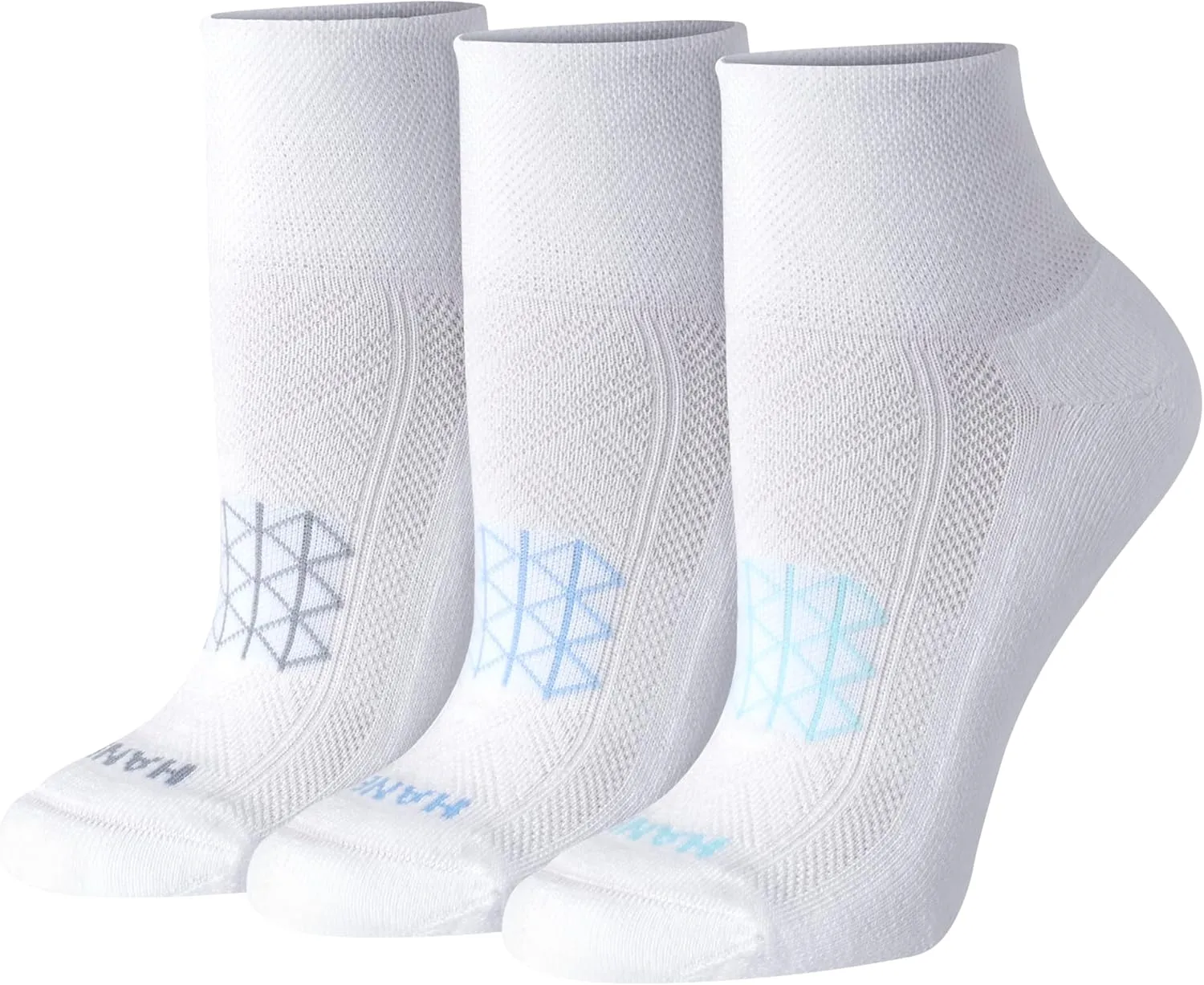 Hanes Ankle, Absolute Run Socks for Women, Breathable Mesh, Seamless Toe, 4-Pack, White/Fashion, 5-9