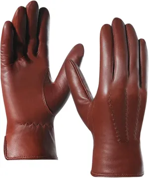 Harssidanzar Leather Gloves for Men,Winter Sheepskin Driving Gloves Cashmere Lined