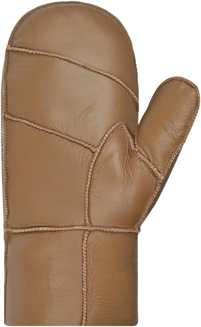 Harssidanzar Women Mittens For Winter,Sheepskin Shearling Fur Lined Warm Genuine Leather Mittens Glove KL030US