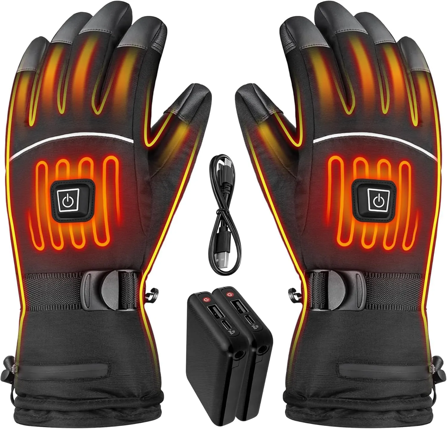 Heated Gloves for Men - Rechargeable Electric Battery Heated Gloves for Men and Women Touchscreen Winter Thermal Glove with 3 Heating Levels Waterproof Heated Gloves for Hunting（JRST-1）
