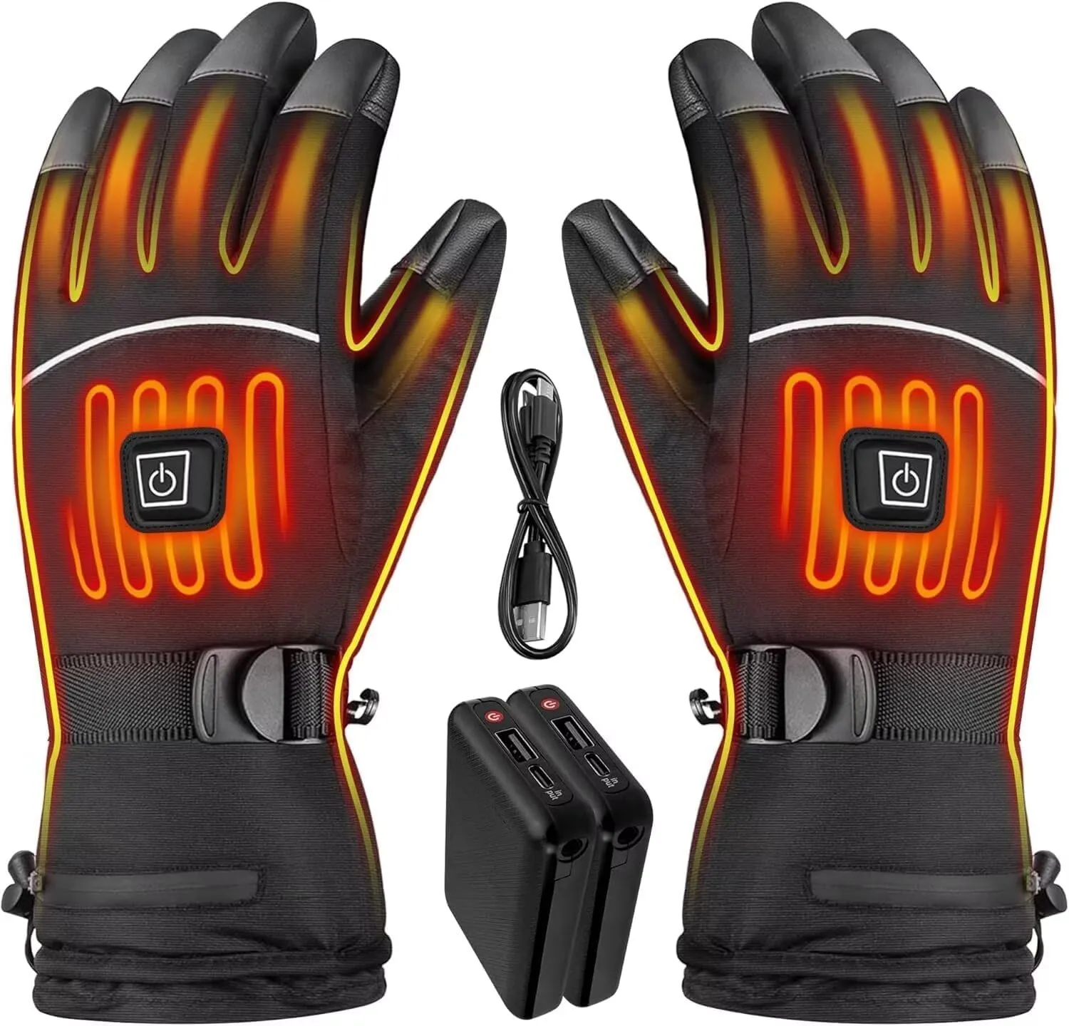 Heated Gloves for Men - Rechargeable Electric Battery Heated Gloves for Men and Women Touchscreen Winter Thermal Glove with 3 Heating Levels Waterproof Heated Gloves for Hunting（JRST-1）