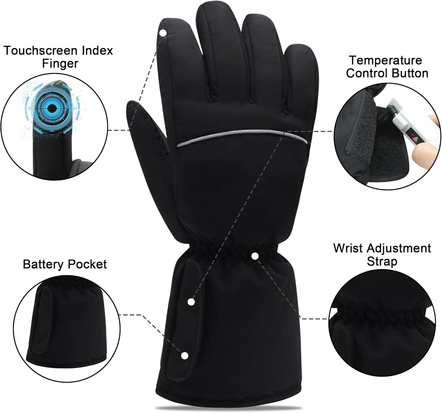 Heated Gloves for Men Women Rechargeable Battery Electric Hand Warmers Touchscreen Winter Hetaed Motorycle Gear for Motorcycle Fishing Hiking Cycling Skiing