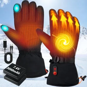 Heated Gloves for Men Women - Rechargeable Electric Heated Gloves, 7.4V Heated Skiing Gloves, Thermal Warming Snowboarding Gloves for Hunting Winter Camping Motorcycle Skiing