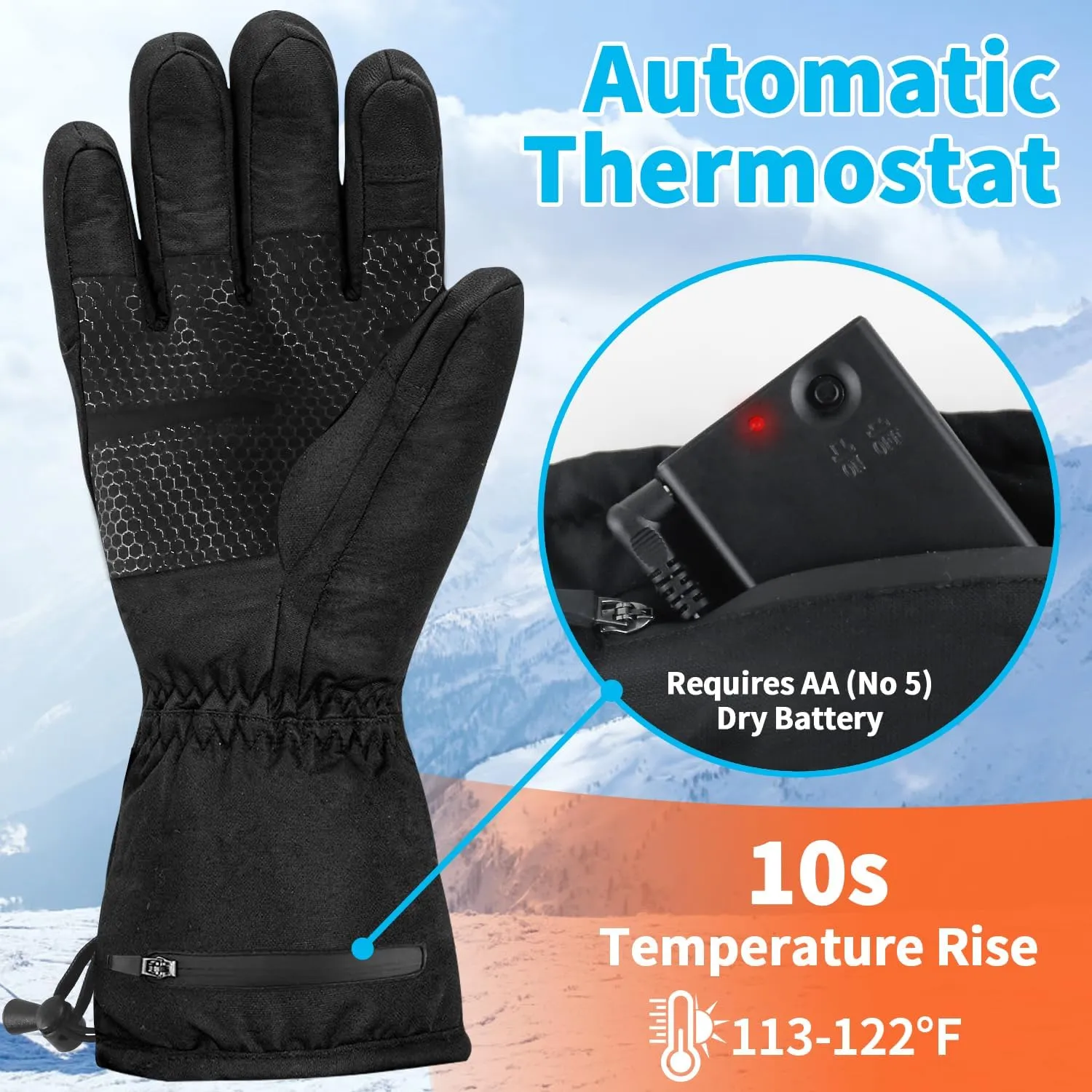 Heated Gloves, Winter Electric Warm Gloves for Men Women, Waterproof Winter Warming Gloves for Hunting Motorcycle
