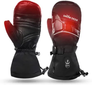 Heated Mittens for Men and Women Waterproof Ski Gloves with Touchscreen 7.4V 2200mAh Battery Gloves Electric Rechargeable Thermal Mittens for Hands Warm
