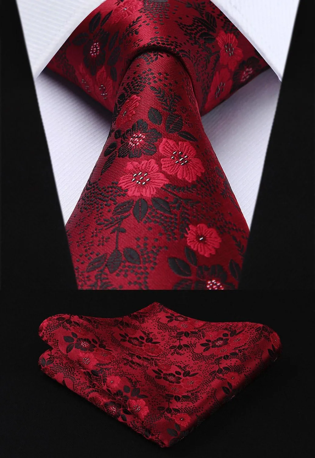 HISDERN Mens Ties Set 5PCS Collection Tie with Pocket Sqaure Formal Business Necktie Present Box Neckties Set for Men
