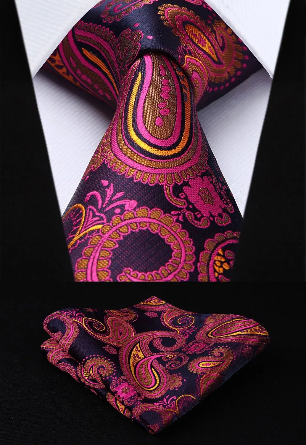 HISDERN Mens Ties Set 5PCS Collection Tie with Pocket Sqaure Formal Business Necktie Present Box Neckties Set for Men