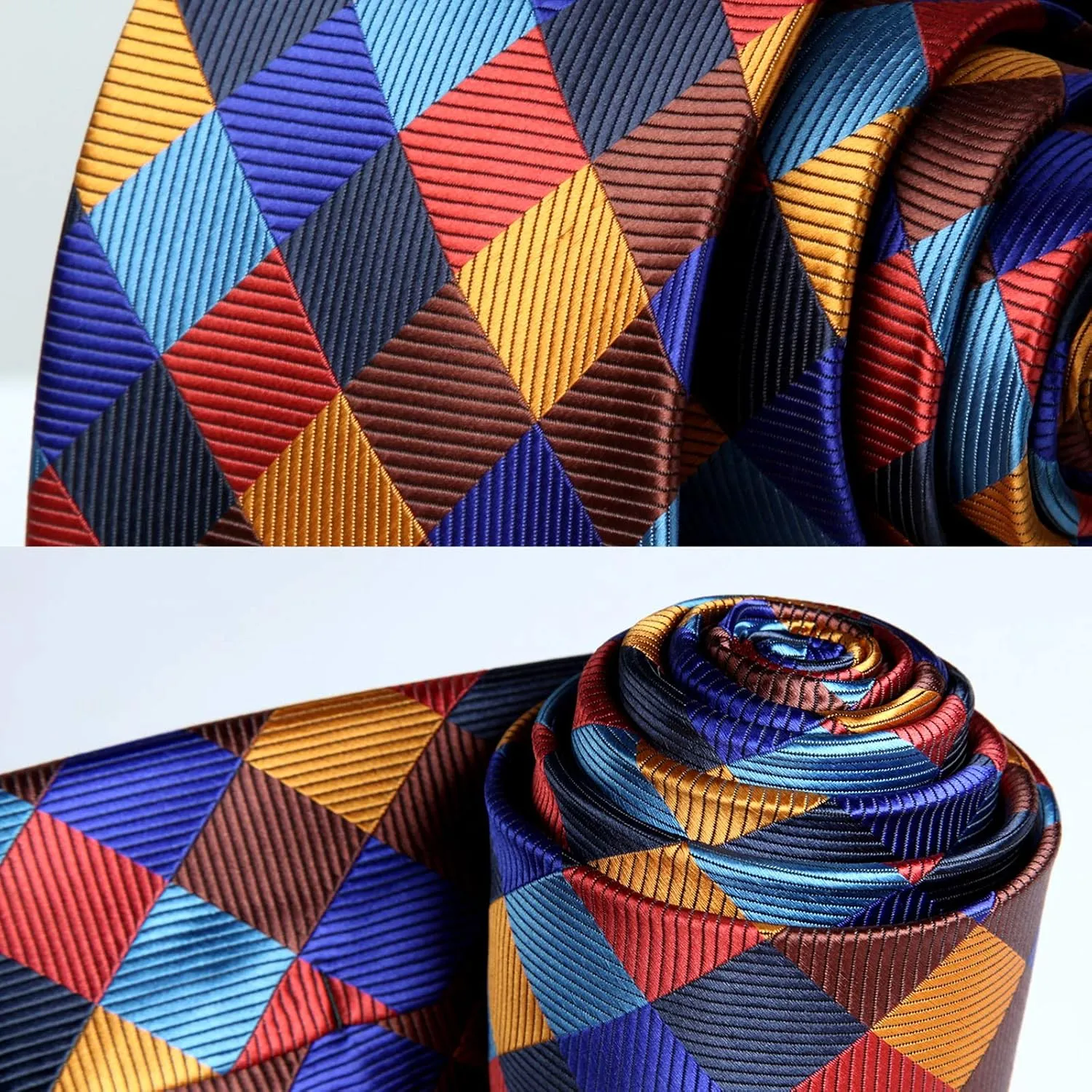 HISDERN Mens Ties Set 5PCS Collection Tie with Pocket Sqaure Formal Business Necktie Present Box Neckties Set for Men