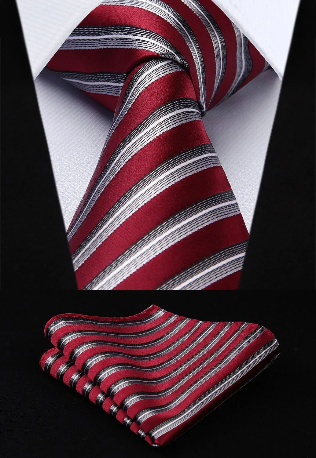 HISDERN Mens Ties Set 5PCS Collection Tie with Pocket Sqaure Formal Business Necktie Present Box Neckties Set for Men