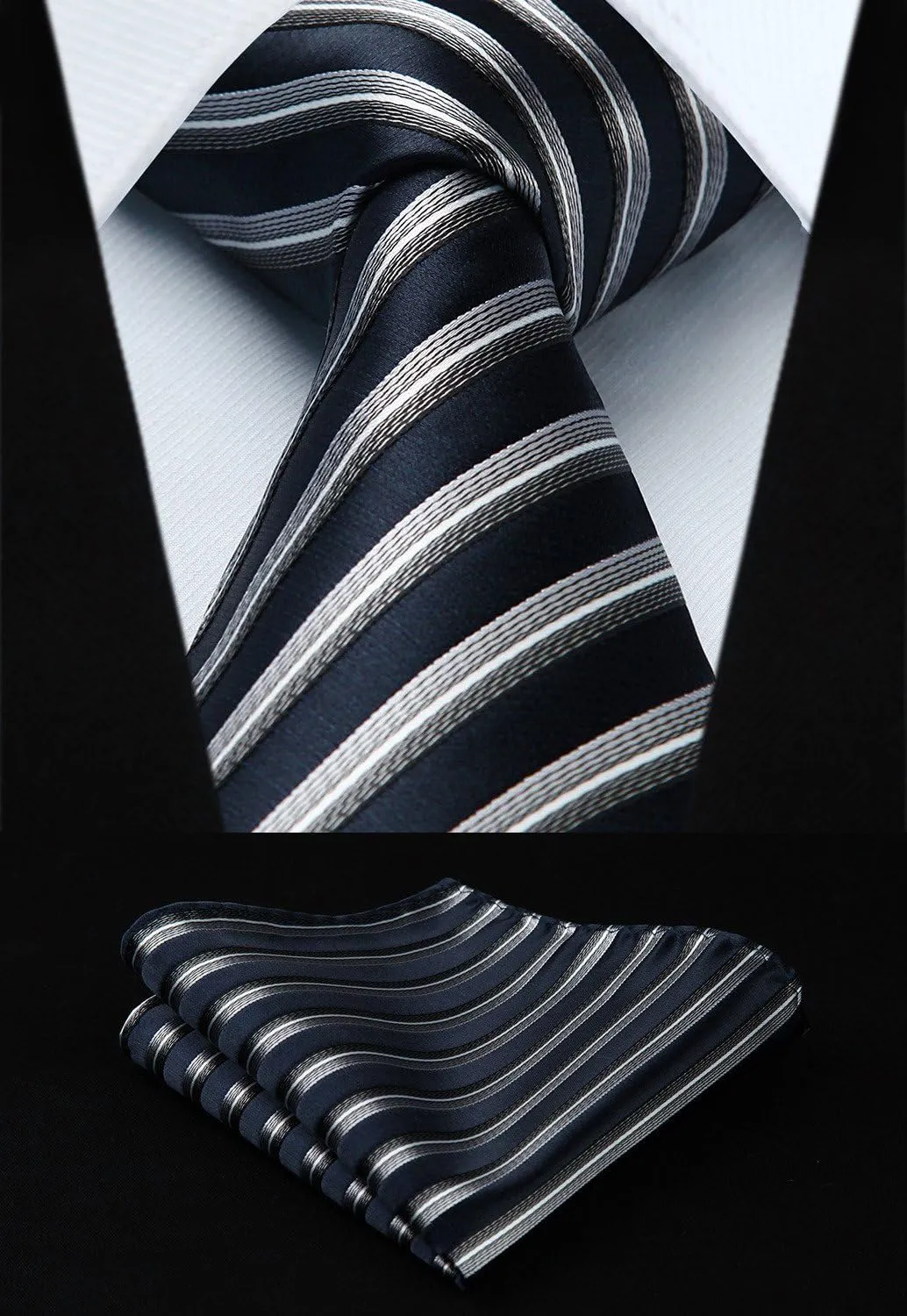 HISDERN Mens Ties Set 5PCS Collection Tie with Pocket Sqaure Formal Business Necktie Present Box Neckties Set for Men