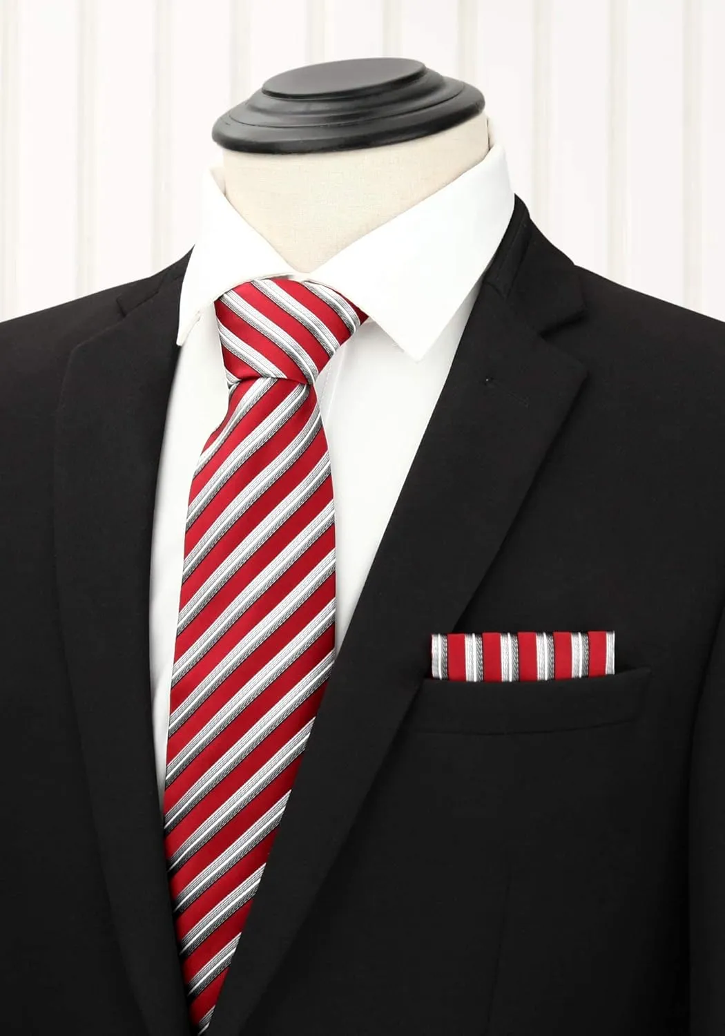 HISDERN Mens Ties Set 5PCS Collection Tie with Pocket Sqaure Formal Business Necktie Present Box Neckties Set for Men