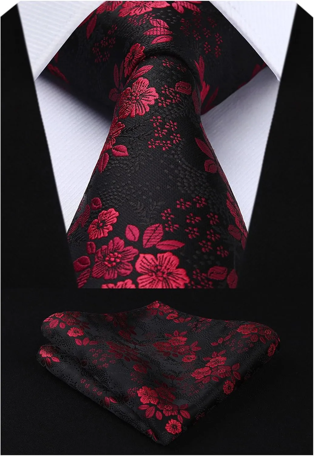 HISDERN Mens Ties Set 5PCS Collection Tie with Pocket Sqaure Formal Business Necktie Present Box Neckties Set for Men