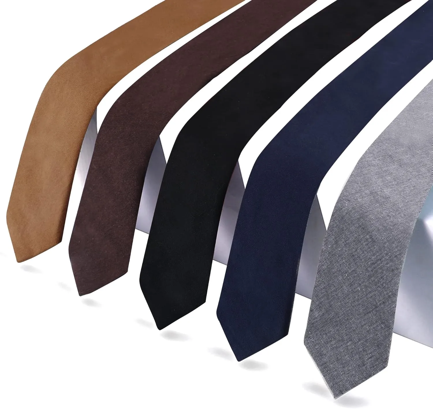 HOULIFE Ties for Men, Solid Mens Tie, Cotton Stripe Skinny Ties for Men, Slim Mens Neckties for Wedding Party