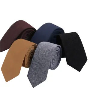 HOULIFE Ties for Men, Solid Mens Tie, Cotton Stripe Skinny Ties for Men, Slim Mens Neckties for Wedding Party