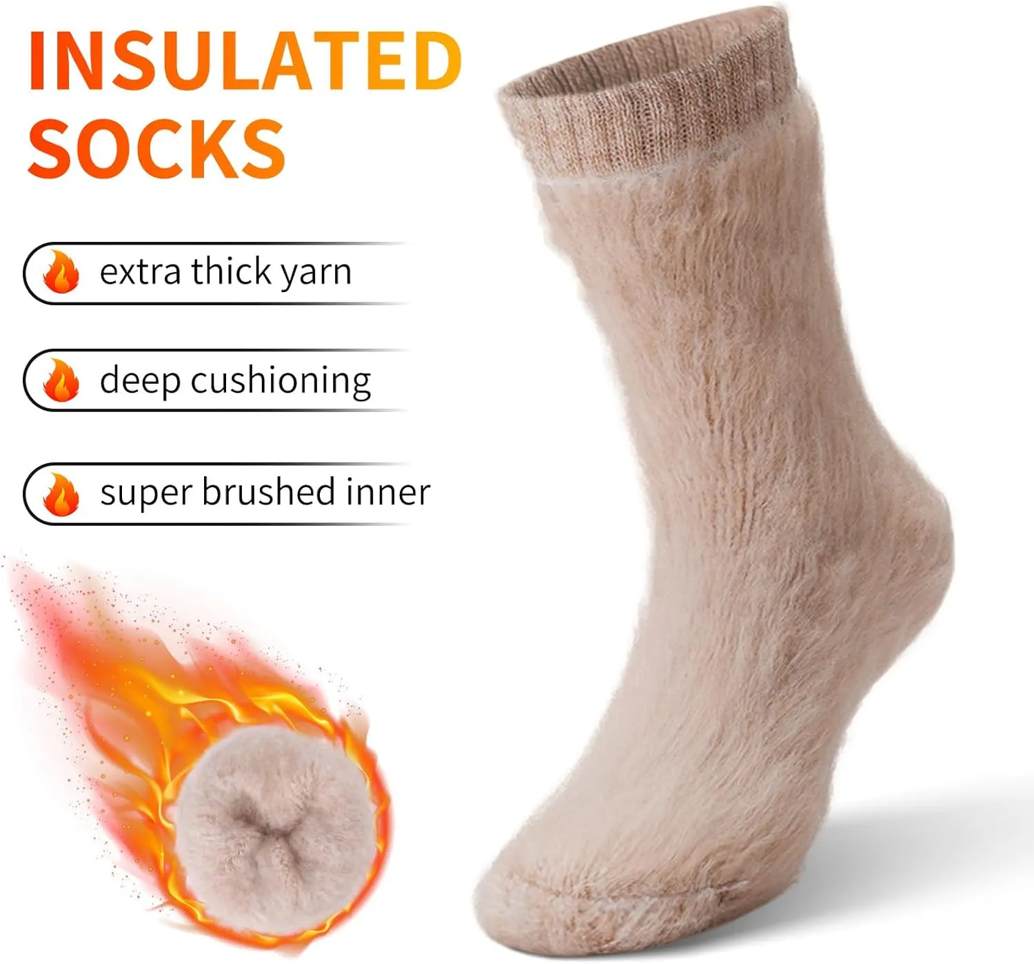 HUGSWEET Thermal Anti Slip Plush Slipper Grip Women Winter Soft Warm Cozy Socks 4 Pairs