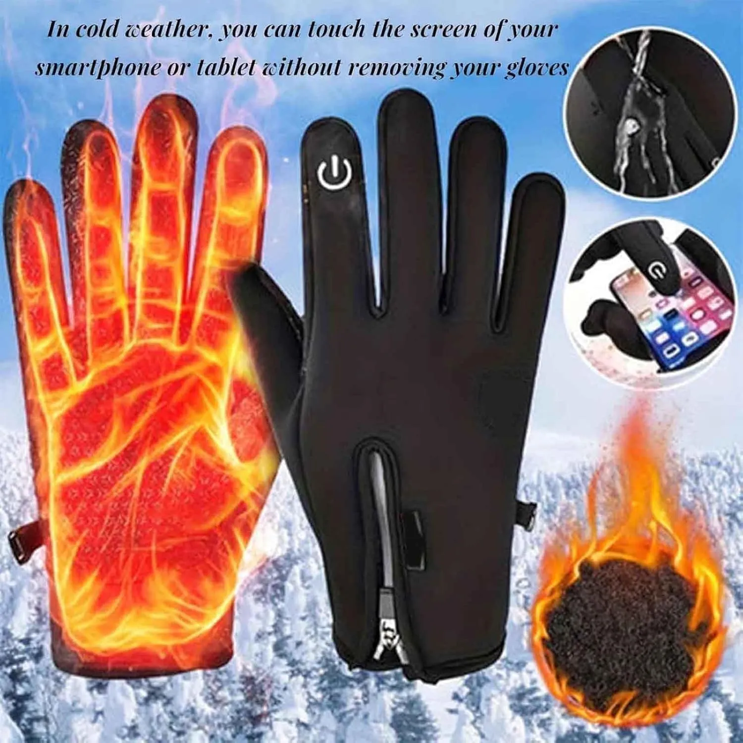 Hygosport Rechargeable Heated Electric Touchscreen Gloves, Ultimate Winter Gloves, USB Waterproof Thermal Gloves (Black, M)