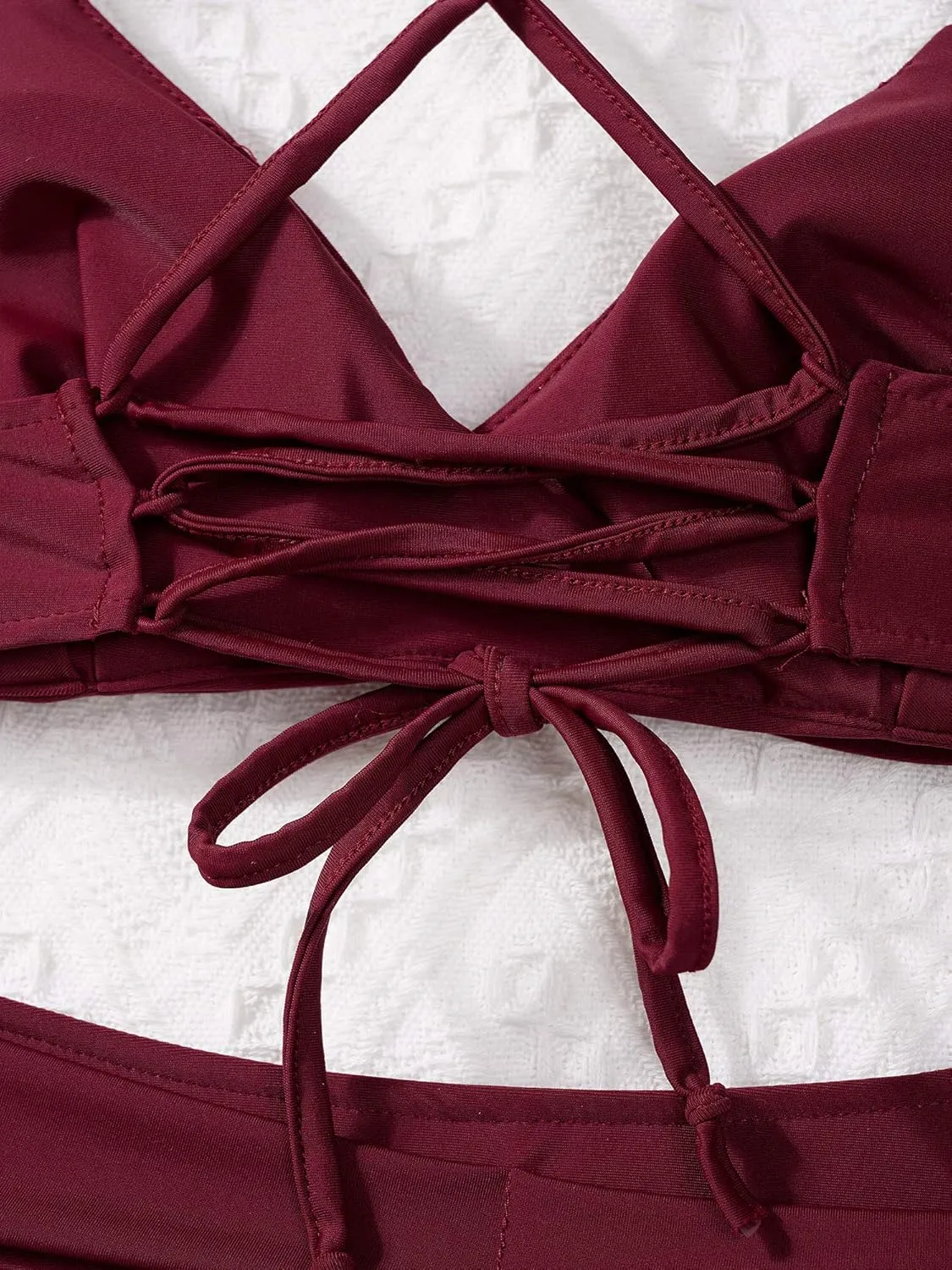 iiniim Woman's 2 Piece V-Neck Criss Cross Swimsuit Bikini Bra Top Pleated Mini Skirt Bathing Suit Swimwear