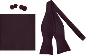 Jacob Alexander 3 Piece Set Men's Solid Traditional Freestyle Self-Tie Bow Tie Pocket Square and Knots