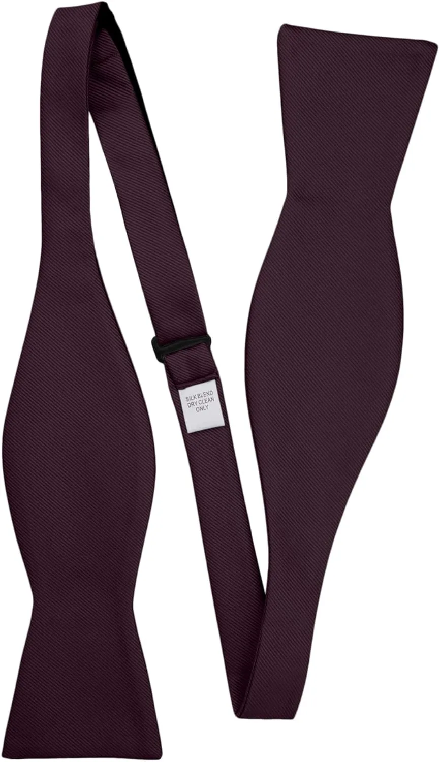 Jacob Alexander 3 Piece Set Men's Solid Traditional Freestyle Self-Tie Bow Tie Pocket Square and Knots