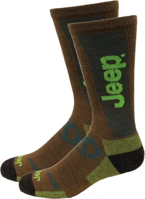 Jeep Men's Wool Logo Crew Socks 1 Pair, Bronze, Men's 10-13 Shoe, 8-12