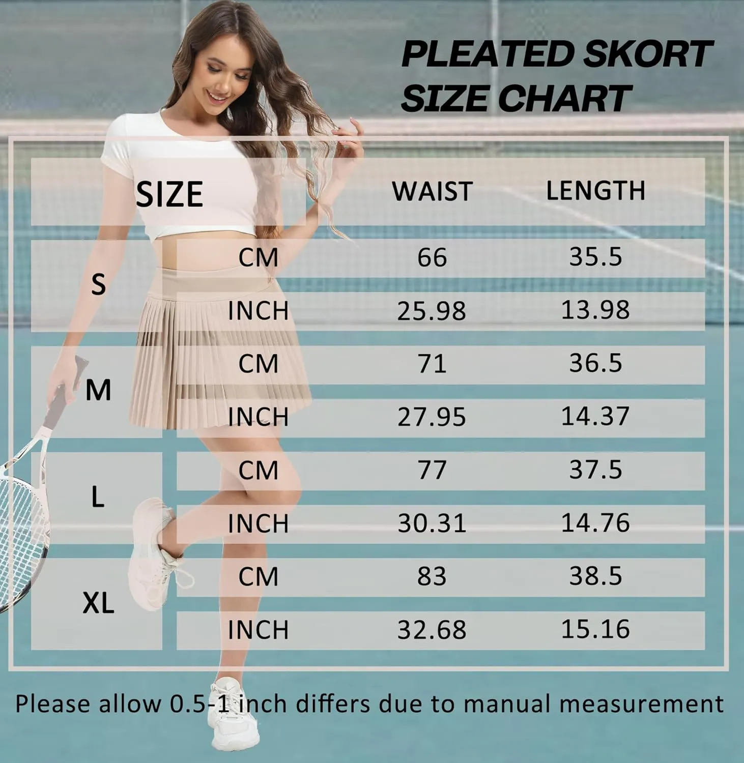 Jhsnjnr Womens Pleated Tennis Skirt Skorts Summer Golf Skirts with Shorts Pockets Workout Pleated Athletic Skort