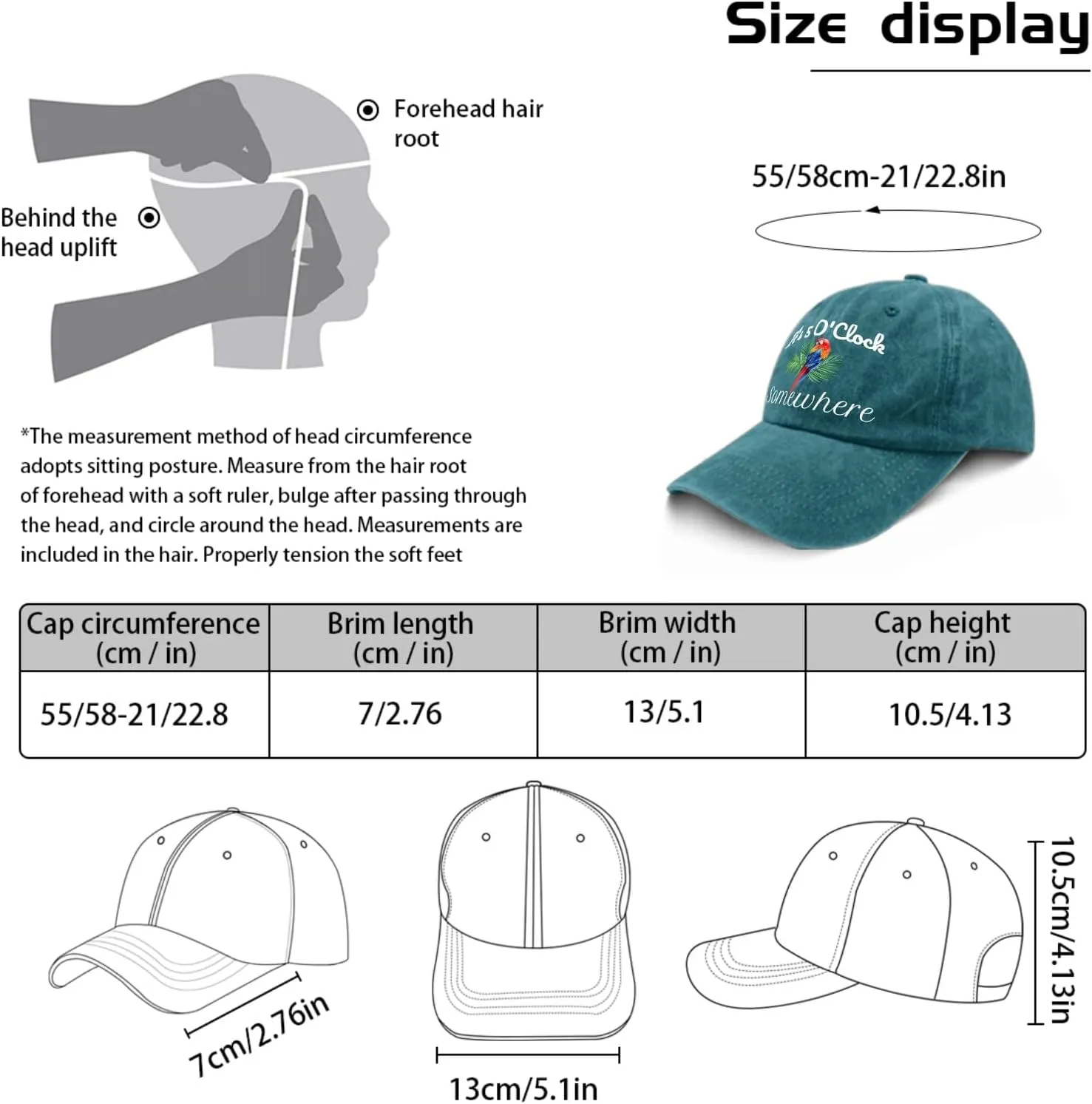 Jimmy Music Buffett Accessories Hats Its 5 Oclock Some Where Baseball Cap Mom Hat Pigment Black Womens Bucket